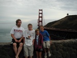 Russ, Alan, Hannah, and Dennis in front of the bridge.