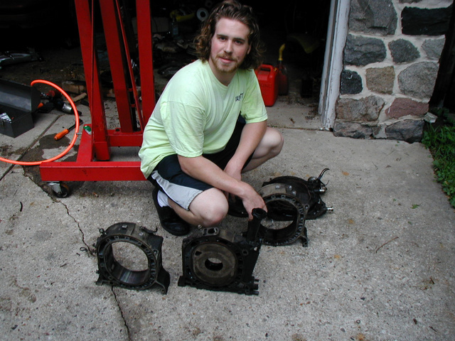 Me, by the pieces of my former engine.
