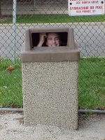 There is no photo editing here.  I really truly was in this garbage can.