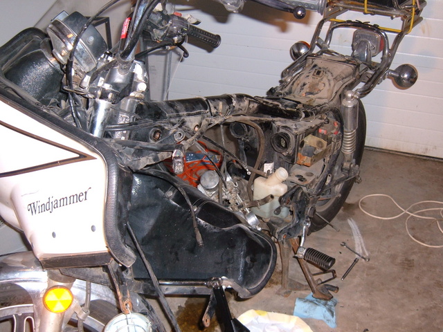 Oh, yea.  The bike.  In pieces.  There's no bottom frame - the engine is a structural element.